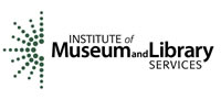 A white background with a half spiral of dark green dots to the left and the words Institute of Museum and Library Services to the right.