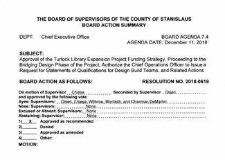 Thumbnail image of the first page of the December 11, 2018 Stanislaus County Board of Supervisors board agenda item