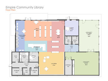 Floor plan for the interior of the new Empire Library