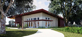 Rendering of the exterior of the new Empire Library to be built